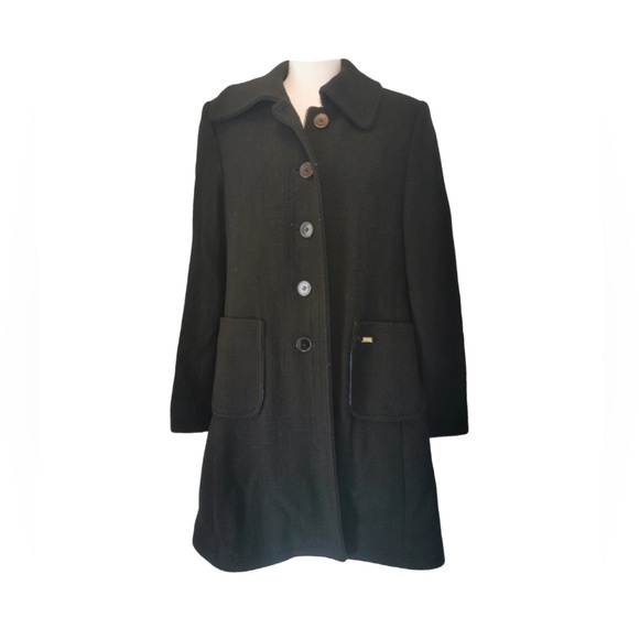 Projek Raw Vintage 50% Wool Black Dress Pea Coat Jacket - Picture 1 of 5